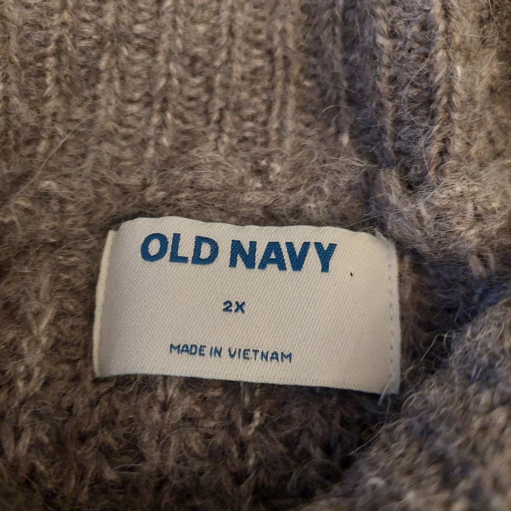 Old Navy Grey Cowl Neck Chunky Knit Soft Wool Blend Pullover Sweater Sz 2X - Picture 5 of 9